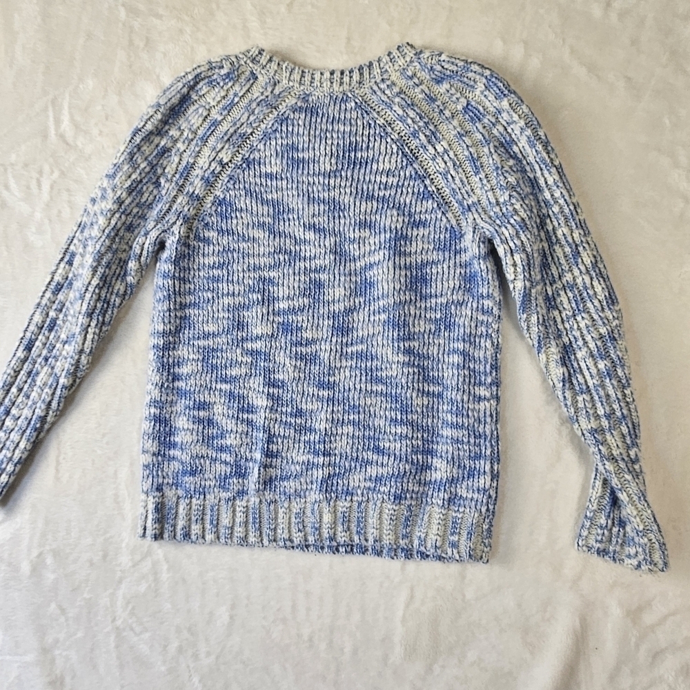 Talbots Sweater Small Petite Blue Crew Neck Knit Coastal Grandma Cozy